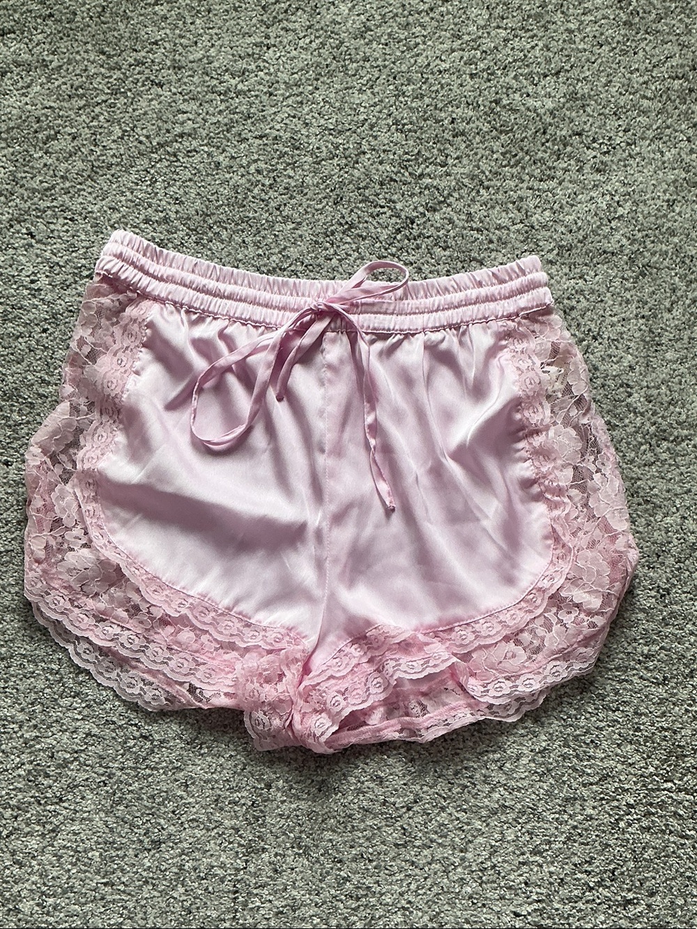 New Free People Satin Lace Trim Sleep Shorts ~ Pink